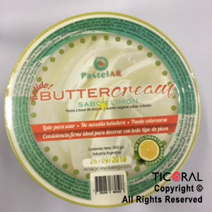 BUTTERCREAM CREMA VEGETAL SABOR LIMON LISTA PARA USAR 1 X 360GR